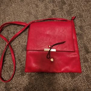 Red leather crossbody bag
